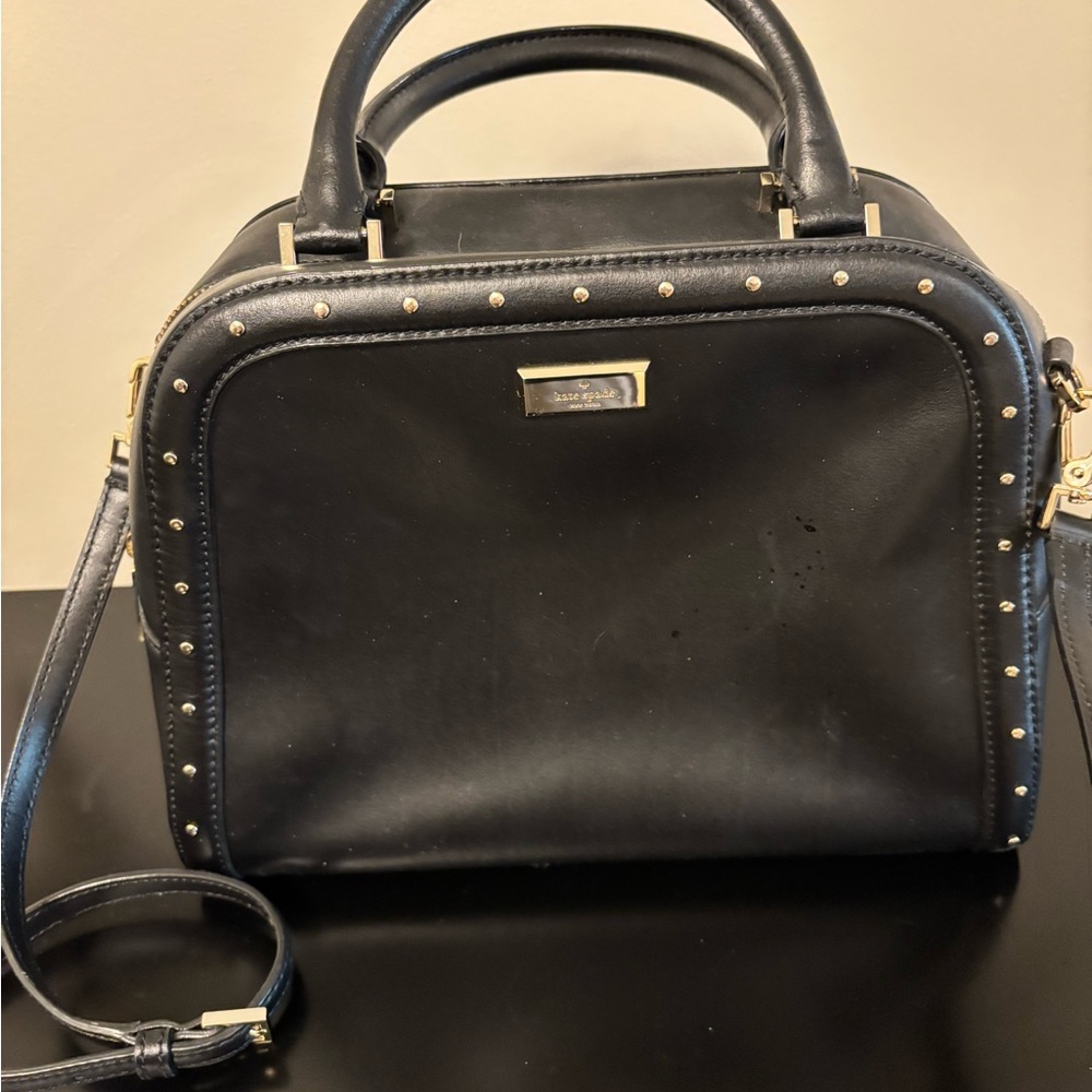 Kate Spade Black Structured Shoulder Bag with Studs